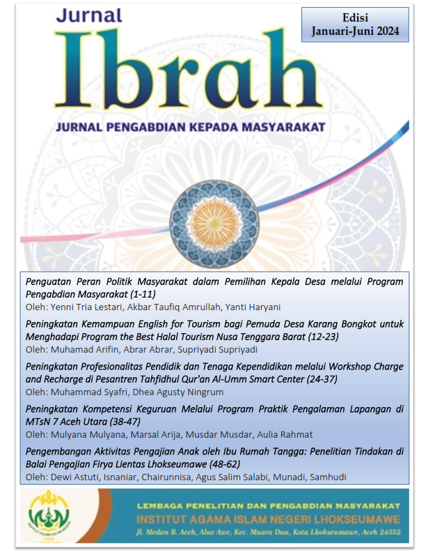 					View Vol. 3 No. 1 (2024): Ibrah: Jurnal Pengabdian kepada Masyarakat
				