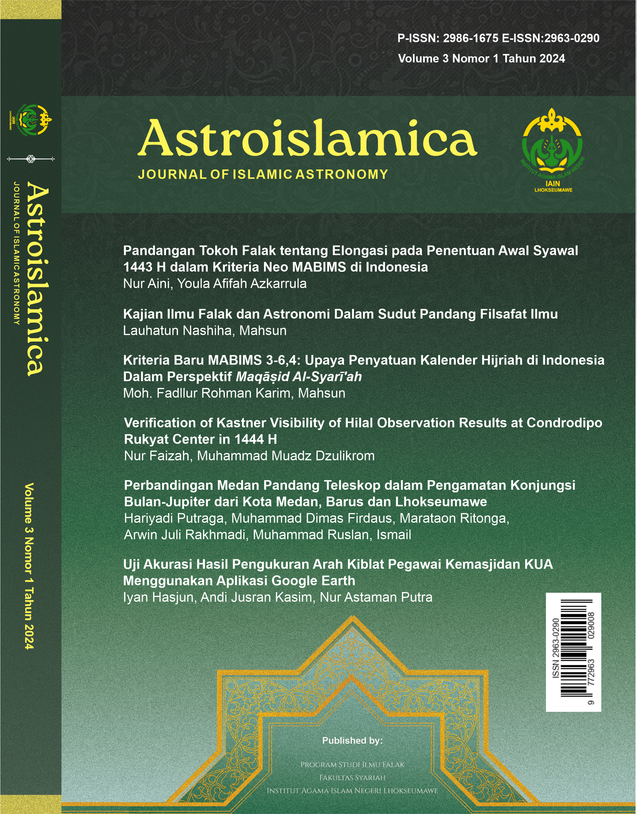 					View Vol. 3 No. 1 (2024): Astroislamica: Journal of Islamic Astronomy (Juni)
				